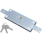 Serrure en applique horizontale � cylindre pour rideau m�tallique, 2 pts lat�raux, 156x56mm, zingu�, ...