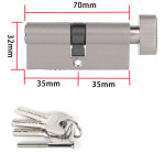 Serrure � cylindre en alliage de zinc de 70 mm (35 / 35), avec 3 cl�s, anti - effraction, anti - per�age, ...