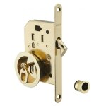 Serrure encastrable � crochet � cl� pour porte de chambre coulissante, axe 50mm, bouts ronds, laiton ...