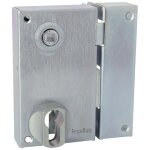 Serrure de grille en applique type saint pierre acier zingu� blanc verticale � fouillot main droite r�versible ...