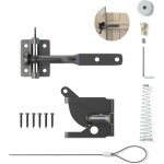 Serrure de portail automatique, loquet � gravit� en acier pour cl�ture de jardin, noir avec 6 vis pour ...