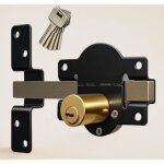 Serrure de portail longue port�e 70 mm, double verrouillage, en acier inoxydable, pour portail en bois, ...