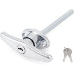 Serrure de porte de garage universelle, poign�e en t avec rev�tement en poudre argent� avec 2 cl�s