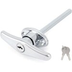 Serrure de porte de garage universelle, poign�e en t avec rev�tement en poudre argent� avec 2 cl�s