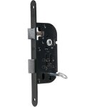 Serrure de porte noire � encastrer fermeture � cle axe 40 mm � larder reversible