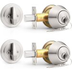 Serrure de scurit  cylindre  cl latrale en nickel satin bross avec poigne  cl, 2 pices