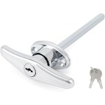 Serrure universelle pour porte de garage avec 2 cl�s, poign�e en t avec rev�tement en poudre argent�