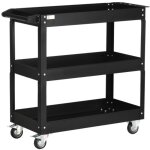 Servante d'atelier en acier avec 3 étagères sur roulettes avec poignée - charge max. 150 kg - 83 x 35, ... Servante d'atelier en acier avec 3 étagères sur roulettes avec poignée - charge max. 150 kg - 83 x 35, ...