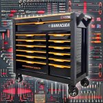 Servante d'atelier - barracuda tools - lite pro max xxxl + - 13 tiroirs - mtal massif - noir et orange ...