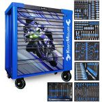 Servante d'atelier kraft muller km - 7 / 6 racing - blue flex moto gp, 249 outils inclus - 7 tiroirs, ...