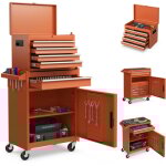 Servante d?atelier  outils 4 tiroirs compartiment amovible etagre orange