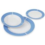 Service de vaisselle en porcelaine � motifs losanges, 18 pi�ces xtra