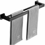 Serviette noir mat double barre porte - serviettes support mural en acier inoxydable 2 barres �tag�re ...