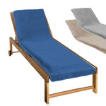 Serviette de plage  rabat pour transat de bain, 100 % coton - 75 x 200 cm - bleu vivezen