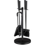 Serviteur de chemine, 5 pices, tisonnier, pince, balai, pelle  cendre, support, hxpxl : 50x20x20 cm, ...