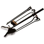Kibros - serviteur chemine acier 4 accessoires socle + pelle + balayette + tisonnier + pince - classique ...