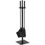 Vounot ? serviteur de chemin�e en m�tal noir ? ensemble 4 pi�ces ? balai 56 cm, pelle 56 cm, tisonnier ...