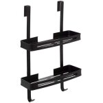 Serviteur de douche 2 niveaux stick adh�sif noir blackalu - 5five