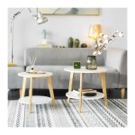 Sobuy - set de 2 tables basses rondes blanc et bois, guéridons polyvalents pour salon, chambre et salle ... Sobuy - set de 2 tables basses rondes blanc et bois, guéridons polyvalents pour salon, chambre et salle ...
