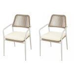 Abitare - set de 2 chaises empilables 55x57x85 en aluminium blanc avec accoudoirs - pozzuoli