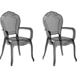 Set 2 chaises noires transparentes en plastique avec accoudoirs design rtro et glamour tendance pour ...