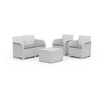 Keter - set 2 fauteuils + canap + table de rangement rosalie lounge blanc