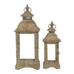 La grande prairie - set de 2 lanternes fer gris 19x19x48cm
