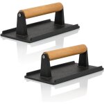 Set de 2 poids � viande en fonte 1 kg de poids pour barbecue avec poign�e en bois - bbq - toro