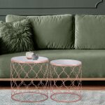 Womo - design - set de 2 tables d'appoint design 40 / 45 cm - rondes - plateau en marbre blanc de banswara ...