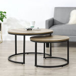 [en. casa] - set de 2 tables basses christchurch rondes gigognes effet bois noir