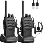 Set de 2 talkies - walkies professionnels - radio bidirectionnelle rechargeable - port�e �tendue - 16 ...