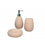 Set 3 accessoires salle de bain rose - sara