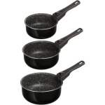 Lot de 3 casseroles en revtement pierre anti - adhrent avec poignes amovibles, diamtres 16, 18 et ...