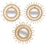 Set de 3 miroirs soleil rotin d28cm atmosphera créateur d'intérieur Set de 3 miroirs soleil rotin d28cm atmosphera créateur d'intérieur
