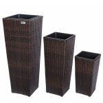 Set de 3 pots de fleurs bac  fleurs polyrotin pot intrieur amovible 3 couleurs rsistant aux intempries ...