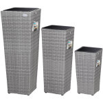 Set de 3 pots de fleurs bac  fleurs polyrotin pot intrieur amovible 3 couleurs rsistant aux intempries ...