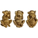 Atmosphera - set de 3 statuettes singes sagesse dor� h17cm cr�ateur d'int�rieur