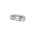 Fornord - lot de 3 tables basses 100 et 50 cm naturel et m�tal noir - onyx
