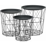 Helloshop26 - set de 3 tables gigognes table basse de salon en m�tal plateau amovible 40x40x44 cm noir ...