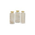 Set de 3 vases soliflores en verre transparent et dor - hauteur 13cm