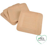 Set de 4 assiettes plates carre en bambou