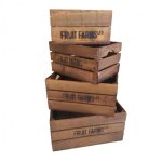 Esschert design - set 4 cageots de pommes - tailles diffrentes - bois - livraison gratuite - marron