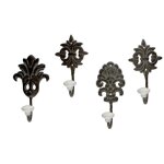 Set de 4 pat�res murales � l'ancienne en m�tal et c�ramique 'ornement'