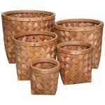 Atmosphera - set de 5 paniers ronds melvin en bois clair tress� cr�ateur d'int�rieur