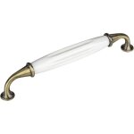 Set de 5 x so - tech poigne en porcelaine finition laiton vieilli blanc entraxe 160 mm poigne de meuble ...