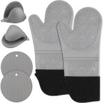 Set de 6 gants cuisine silicone, r�sistants � 230 �c, pour barbecue, p�tisserie, four, noirs