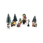 Fric lights and christmas - set de 6 santons + 3 sapins en polyrsine - multicolore - l 7 x p 5 x h ...