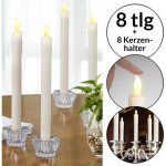 Set de 8 bougies led en cire véritable chandelle sans flamme avec bougeoir en verre lumière blanc chaud ... Set de 8 bougies led en cire véritable chandelle sans flamme avec bougeoir en verre lumière blanc chaud ...