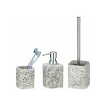 Set accessoires salle de bain, gobelet brosse  dent, distributeur savon liquide, brosse wc, terrazzo, ...