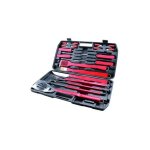 Set pour barbecue sandrigarden 18 pi�ces en m�tal, bois, inox, valise